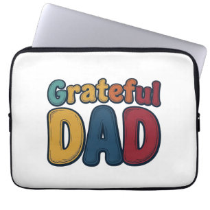 Grateful Dad Retro Bubble Letter Shirt Design_1 Laptop Sleeve