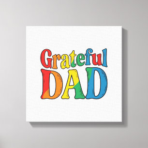 Grateful Dad Vintage Rainbow Typography Shirt_1 Canvas Print