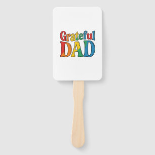 Grateful Dad Vintage Rainbow Typography Shirt_1 Hand Fan