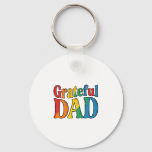 Grateful Dad Vintage Rainbow Typography Shirt_1 Keychain