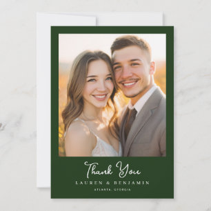 Grateful Dark Green Elegant Photo Thank You Card