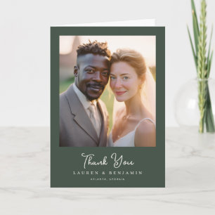 Grateful Dark Green Photo Thank You Card
