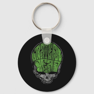 Grateful Dead Psychedelic Green Stealie Skull Vint Keychain