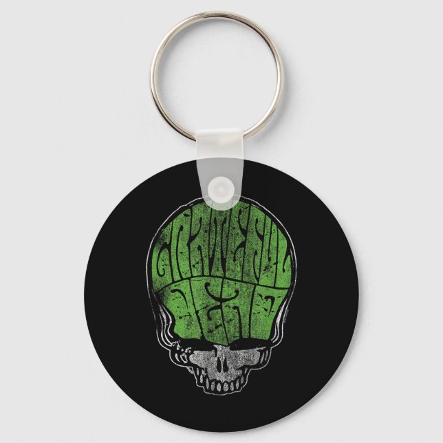 Grateful Dead Psychedelic Green Stealie Skull Vint Keychain (Front)