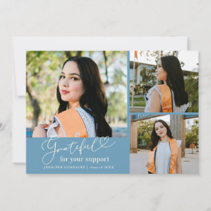 Grateful Denim Blue Multi Photo Graduation Announcement