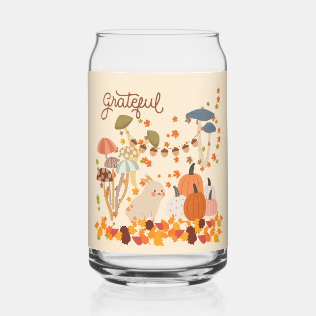 Grateful Fall Bunny Can Glass (Front)