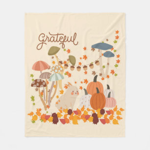 Grateful Fall Bunny Fleece Blanket