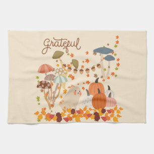 Grateful Fall Bunny Kitchen Towel
