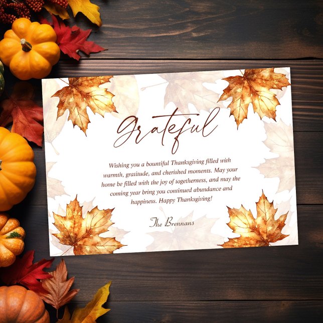 Grateful Fall Elegant Modern Rustic Thanksgiving Holiday Card (Grateful Fall Elegant Modern Rustic Thanksgiving Holiday Card)