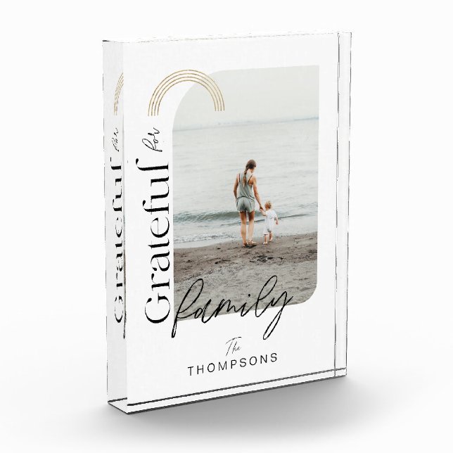 Grateful For Family Modern Geometric Arch 1 Photo  (Left)