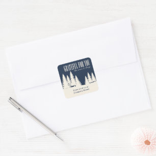 Grateful for You Corporate Winter Forest Square Sticker