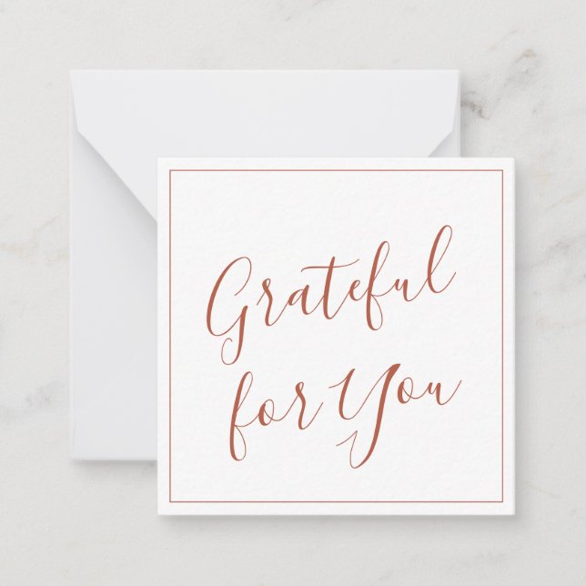 Grateful for You Script Terracotta Personalized Card (Front)