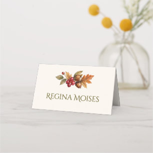 Grateful Gathering Autumn Botanical Thanksgiving Place Card
