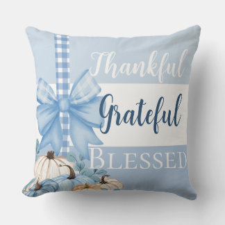 Grateful Gatherings Bow & Pumpkin Reversible Name Throw Pillow