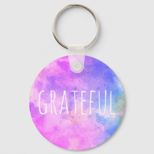 "Grateful" gratitude reminder minimalistic modern Keychain