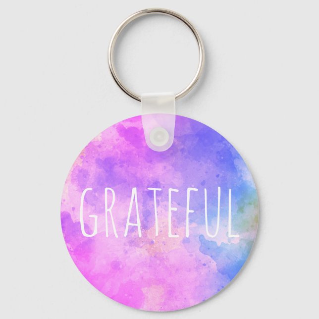 "Grateful" gratitude reminder minimalistic modern Keychain (Front)