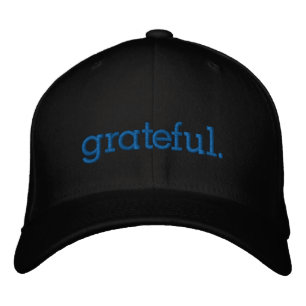 Grateful Gratitude Thanksgiving Blue Embroidered Hat