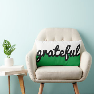 Grateful Green Black White Color Block Lumbar Pillow