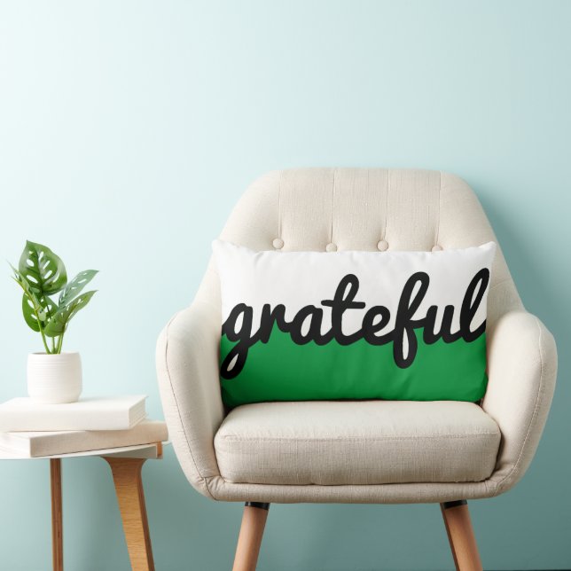 Grateful Green Black White Colour Block Lumbar Pillow (Chair)