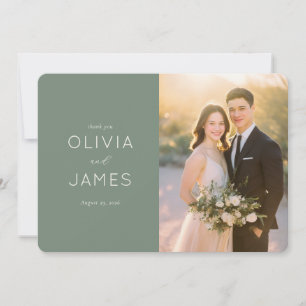Grateful Green Elegant Photo Thank You Card