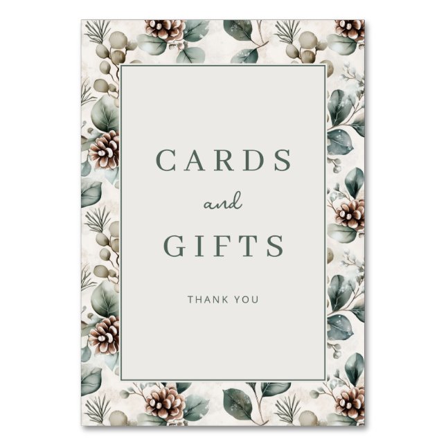 Grateful Green Floral Border Table Number (Front)