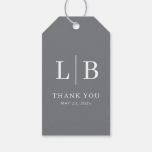 Grateful Grey Minimalist Wedding Favour Tag