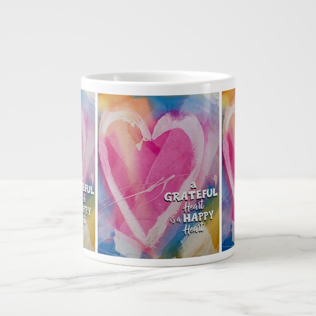 Grateful Happy Bone China Mug art by Pedie Wolfond (Front)