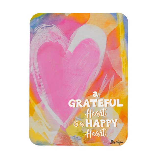 Grateful Happy Heart Magnet art par Pedie Wolfond (Vertical)