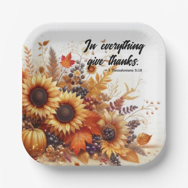Grateful Harvest & Sacred Verse Paper Plate (Front)