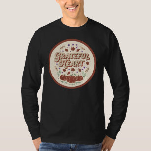 Grateful Heart Autumn Pumpkin Design T-Shirt