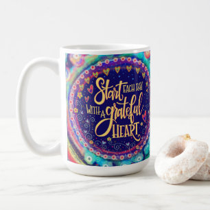 Grateful Heart Boho Colourful Inspirivity Coffee Mug