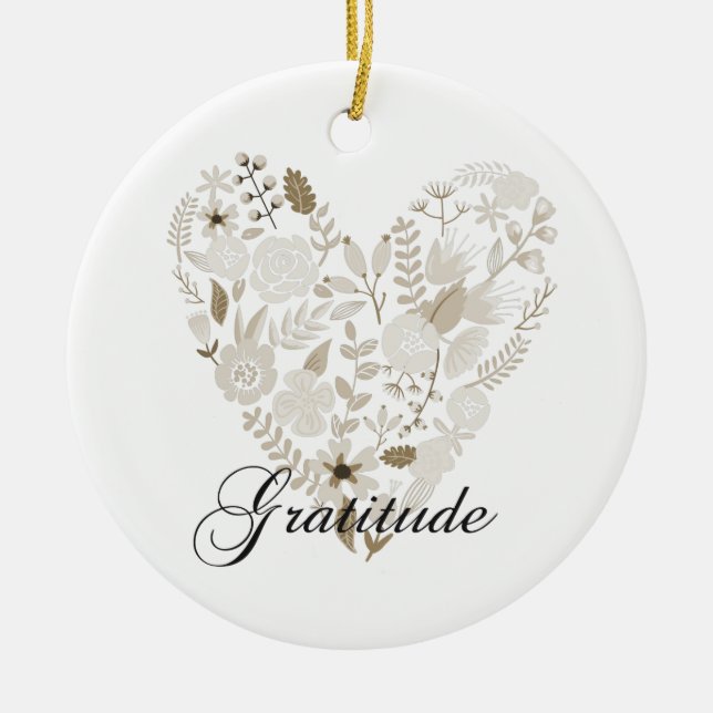 Grateful Heart Ceramic Ornament (Front)
