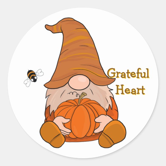 Grateful Heart Gnome Sticker (Front)