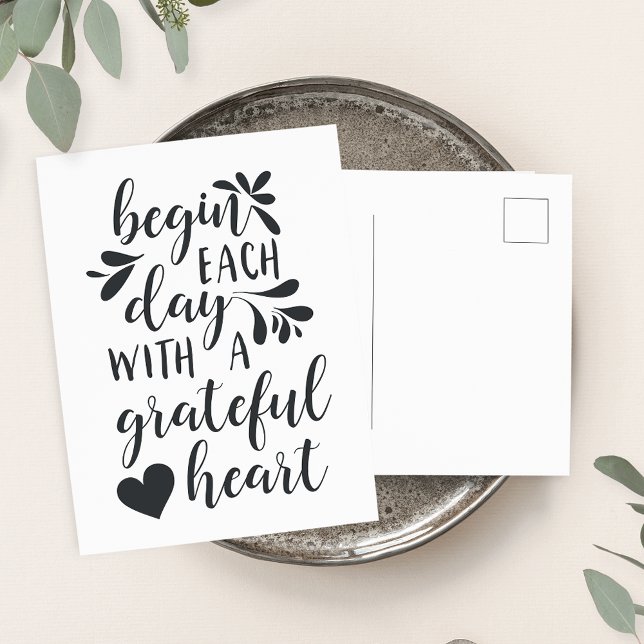 Grateful Heart | Hand Lettered Typography Quote Postcard (Creator Uploaded)