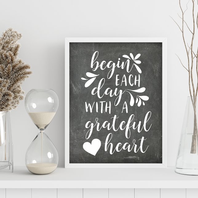 Grateful Heart | Hand Lettered Typography Quote Poster (Creator Uploaded)