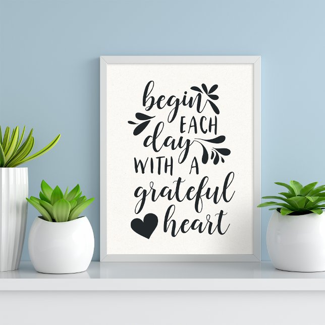 Grateful Heart | Hand Lettered Typography Quote Poster (Creator Uploaded)
