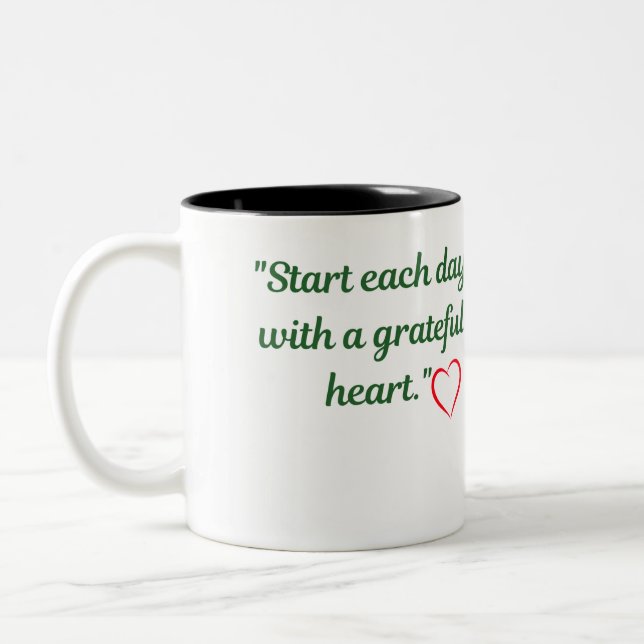 "Grateful Heart - Inspirational Mug" Two-Tone Coffee Mug (Left)