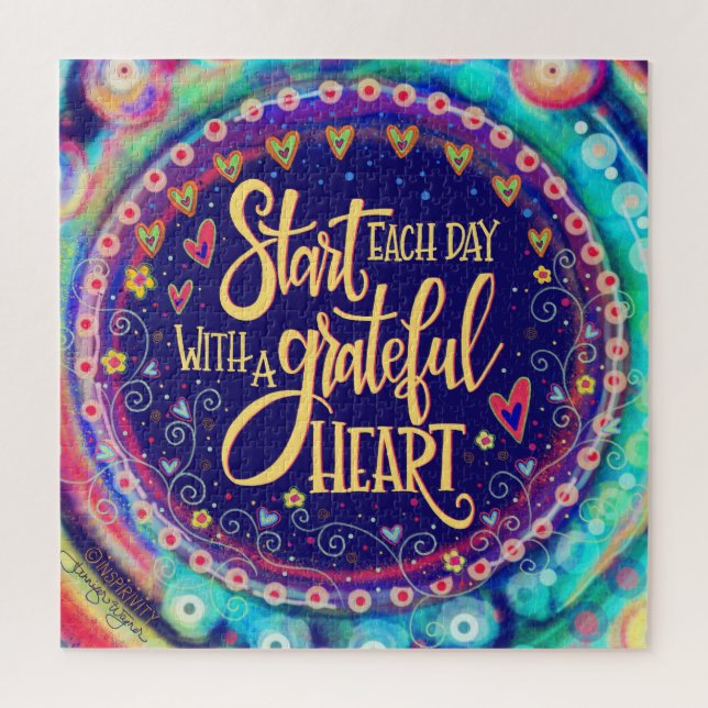 Grateful Heart Inspirational Pretty Fun Trendy Jigsaw Puzzle (Vertical)