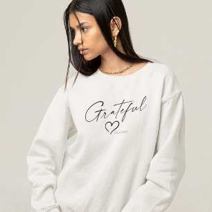 Grateful Heart Minimal Handwritten Ink Script Sweatshirt