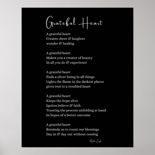 Grateful heart thanksgiving poem wall art poster (Front)