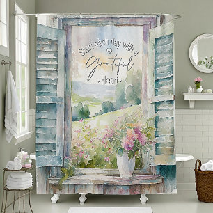 Grateful heart watercolor floral window 