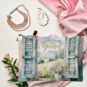 Grateful heart watercolor floral window accessory pouch