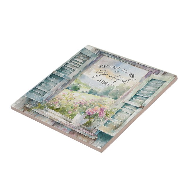 Grateful heart watercolor floral window  tile (Side)