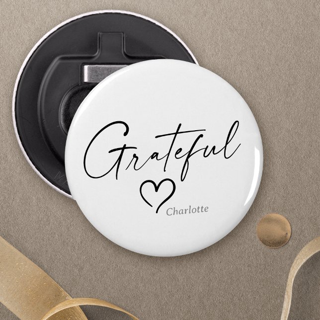 Grateful Heart | Your Name Minimal Ink Script Bottle Opener (Creator Uploaded)