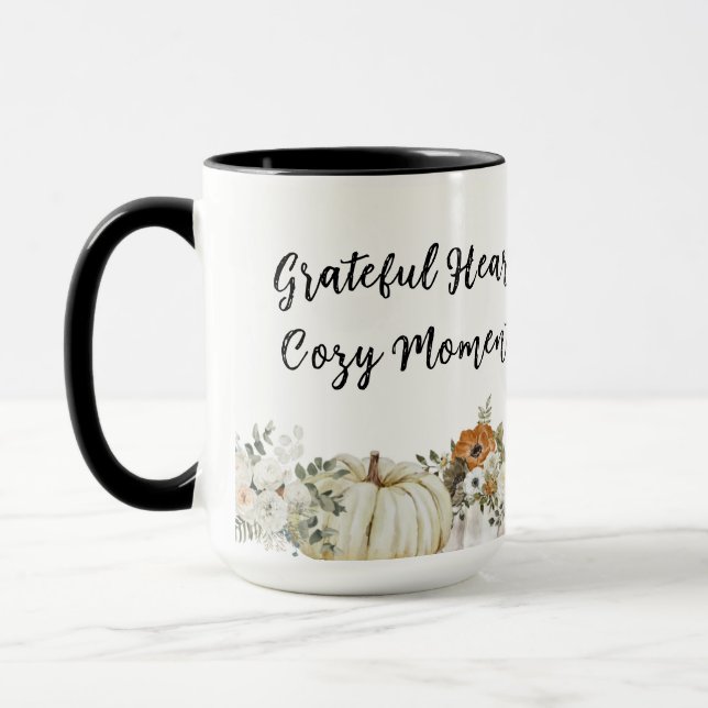Grateful Hearts, Cozy Moments Happy Thanksgiving Mug (Left)