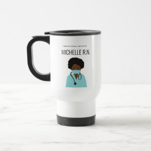 Grateful Hearts: Custom Nurse Illustration Travel Mug
