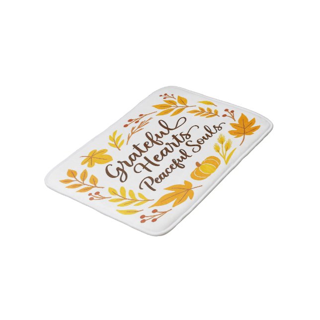 'Grateful Hearts, Peaceful Souls' Bath Mat (Angled)
