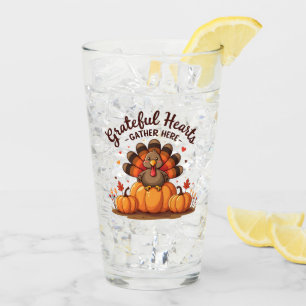 Grateful Hearts Thanksgiving Turkey Glass