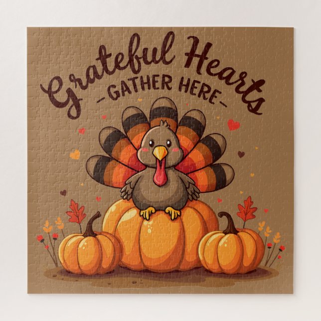 Grateful Hearts Thanksgiving Turkey Jigsaw Puzzle (Vertical)