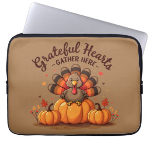 Grateful Hearts Thanksgiving Turkey Laptop Sleeve